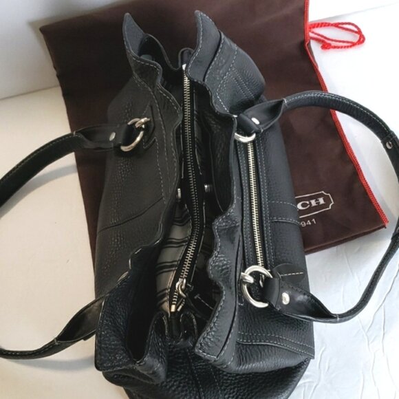 COACH Penelope Ruffled Black Pebbled Leather Satchel #13164 - Picture 10 of 14